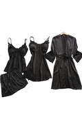 Set de 4 pijamale din Satin, Negru