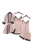 Set de 4 pijamale din Satin, Roz